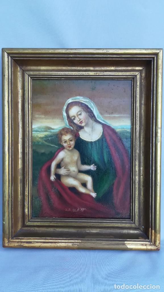 Arte: OLEO VIRGEN CON NI&Ntilde;O - Foto 1