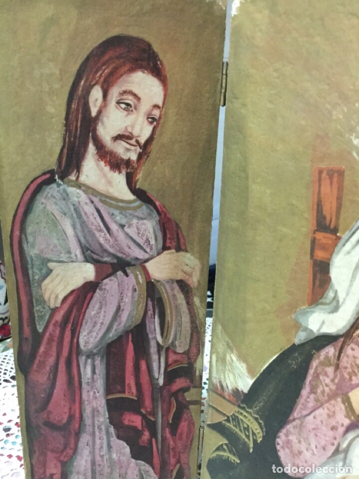 Arte: TR&Iacute;PTICO PINTADO SOBRE MADERA Y FIRMADO - Foto 3
