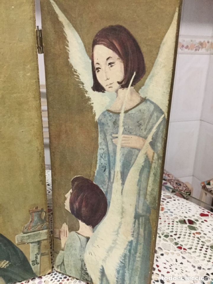 Arte: TR&Iacute;PTICO PINTADO SOBRE MADERA Y FIRMADO - Foto 4