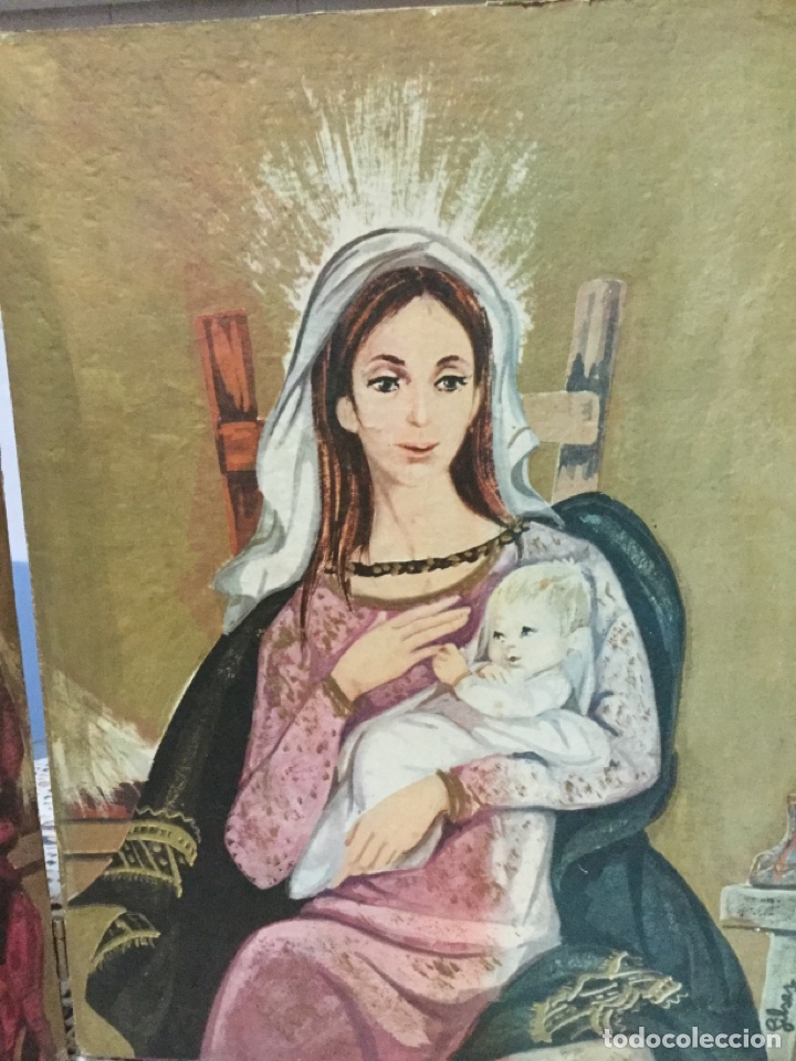 Arte: TR&Iacute;PTICO PINTADO SOBRE MADERA Y FIRMADO - Foto 5