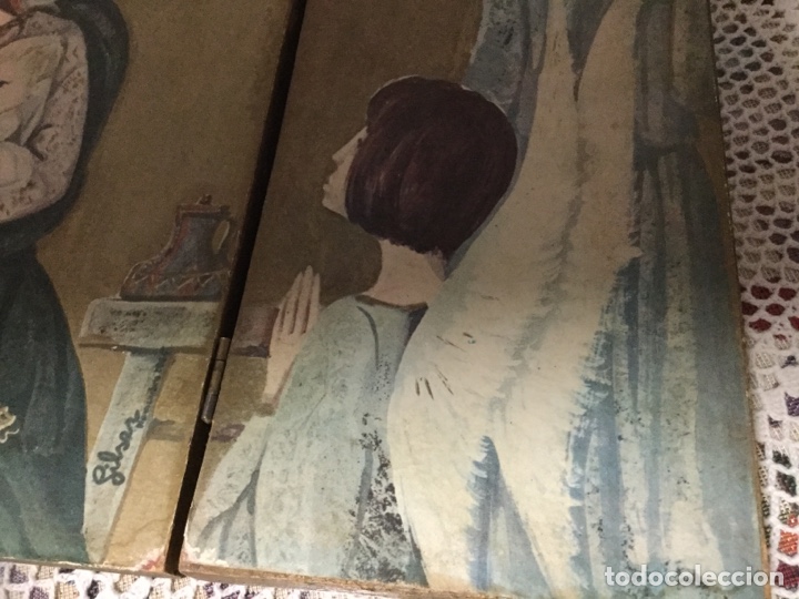 Arte: TR&Iacute;PTICO PINTADO SOBRE MADERA Y FIRMADO - Foto 6