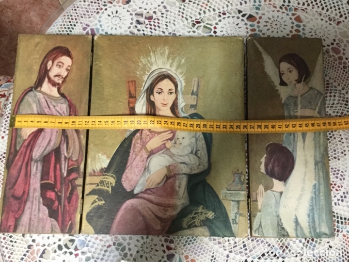 Arte: TR&Iacute;PTICO PINTADO SOBRE MADERA Y FIRMADO - Foto 9