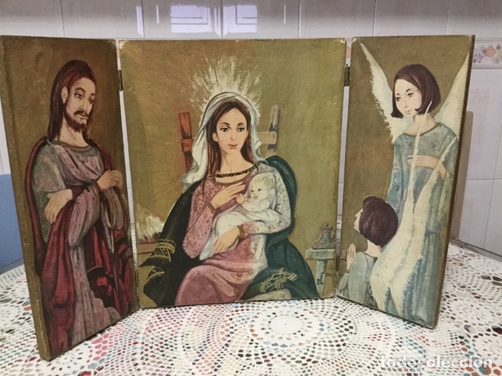 Arte: TR&Iacute;PTICO PINTADO SOBRE MADERA Y FIRMADO - Foto 1