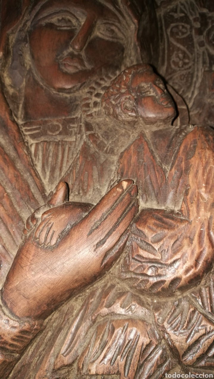 Arte: ANTIGUA TABLA TALLADA VIRGEN - Foto 4