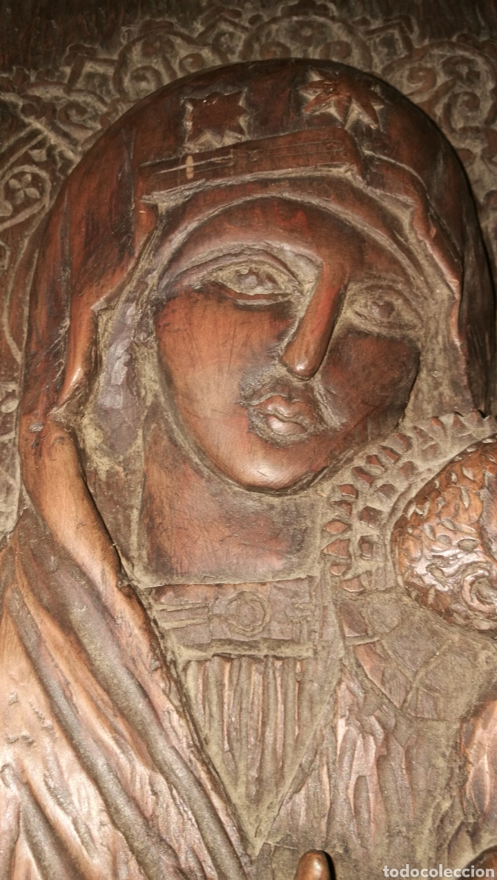 Arte: ANTIGUA TABLA TALLADA VIRGEN - Foto 6