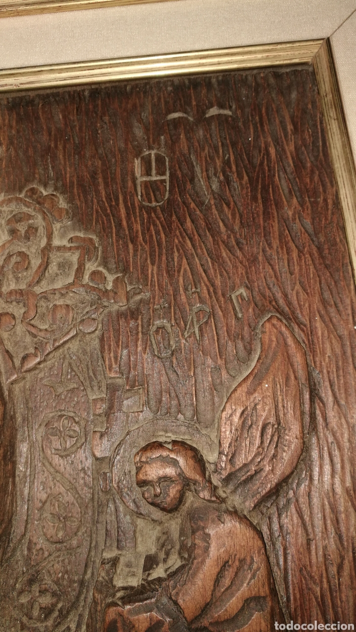 Arte: ANTIGUA TABLA TALLADA VIRGEN - Foto 7