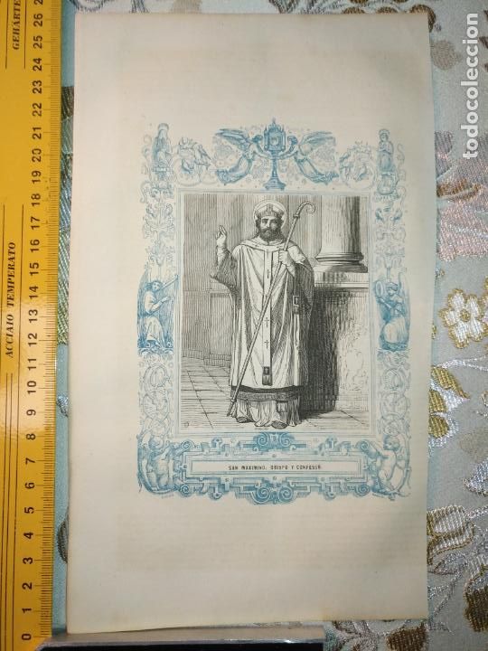 Kunst: haga su oferta - grabado religioso original orla circa a&ntilde;o 1850 - san maximino