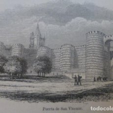 Arte: AVILA PUERTA DE SAN VICENTE GRABADO INGLES HACIA 1880