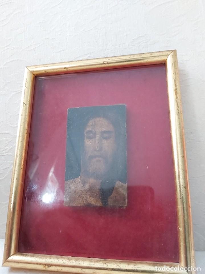 Arte: Tabla retablo antiguo Cristo - Foto 1