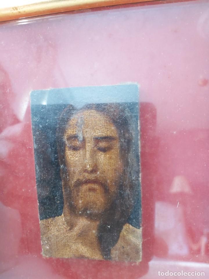Arte: Tabla retablo antiguo Cristo - Foto 2