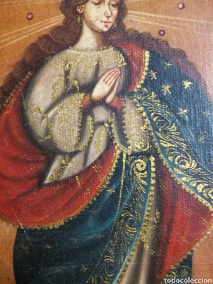 Arte: CUADRO CON PINTURA ESCUELA COLONIAL - Foto 4