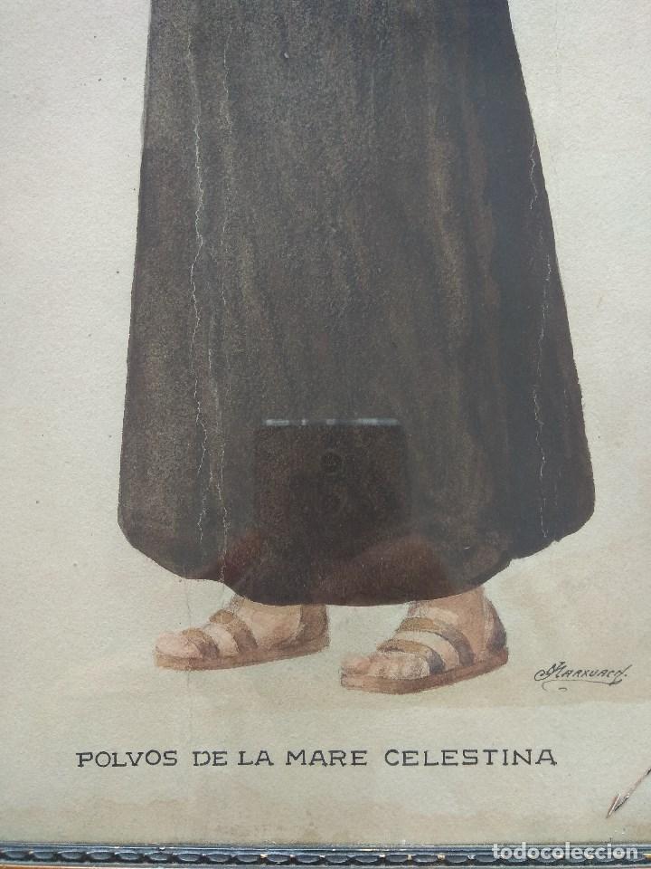 Arte: Año 1917. POLVOS DE LA MADRE CELESTINA. Lamina de Monje, Firmada por MARXUACH (Catalan),47x23cm. - Foto 5 - 203929507