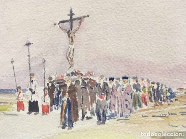 ACUARELA PROCESIÓN - ORIGINAL 1949 - (Arte - Arte Religioso - Pintura Religiosa - Acuarela)