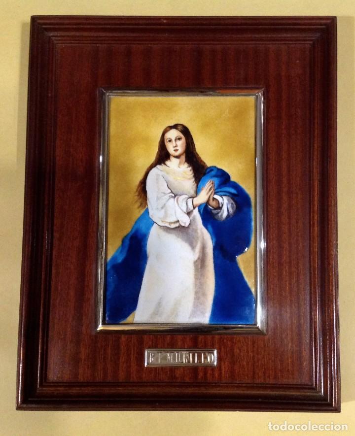 Arte: Cuadro De Madera Con Esmalte Enmarcado En Plata De Ley B.E. Murillo - Foto 2
