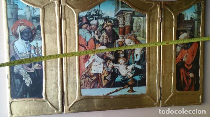 Arte: BONITO TRIPTICO DORADO RELIGIOSO - Foto 3
