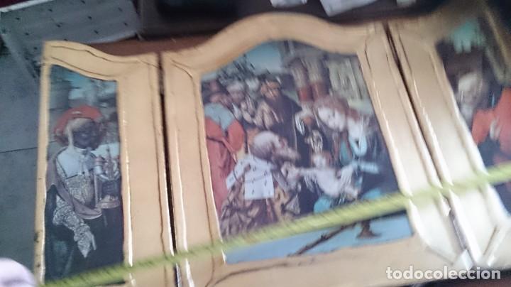 Arte: BONITO TRIPTICO DORADO RELIGIOSO - Foto 4