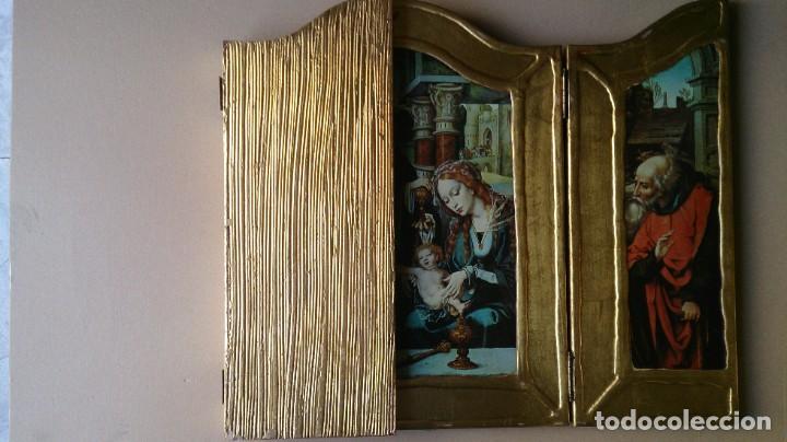 Arte: BONITO TRIPTICO DORADO RELIGIOSO - Foto 7