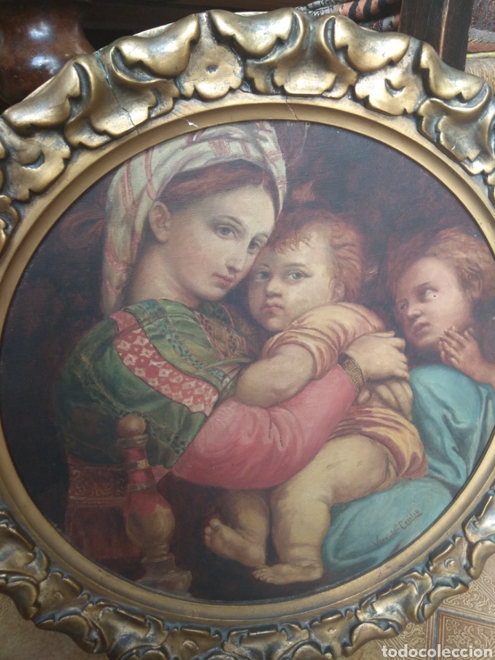 Arte: &Oacute;leo Sobre Lienzo Virgen de la Silla - Foto 4