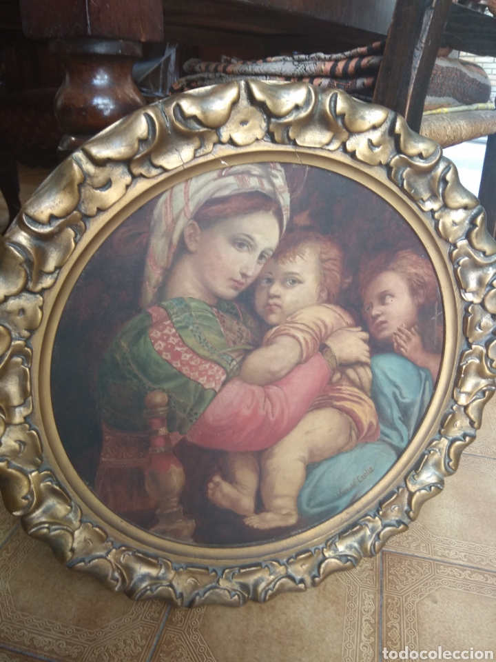 Arte: &Oacute;leo Sobre Lienzo Virgen de la Silla - Foto 1