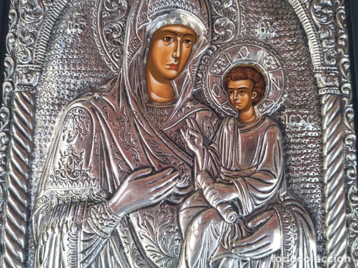 icono bizantino virgen con niño realizado en pl - Comprar Iconos