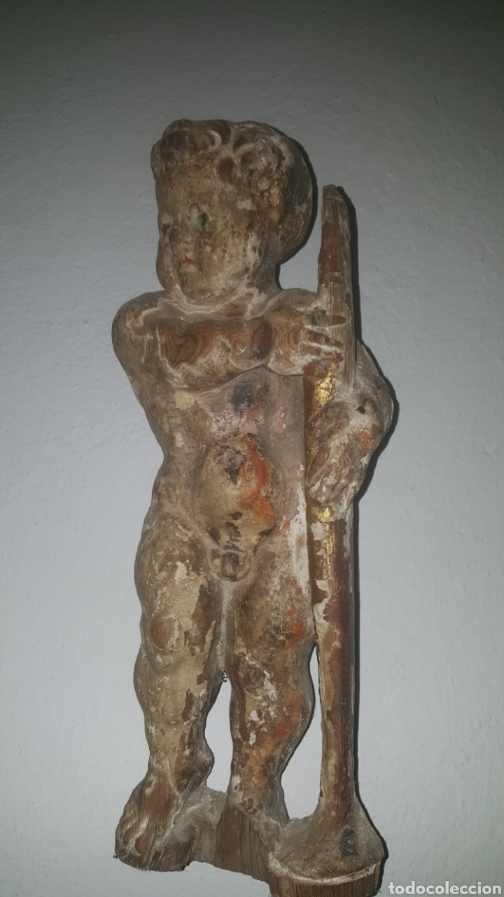Arte: ANGELOTE QUERUBIN CON RESTOS DE POLICROMIA - Foto 1