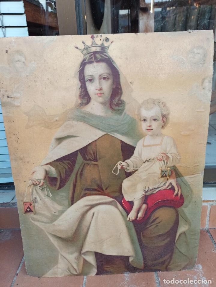 Arte: Litograf&iacute;a Virgen del Carmen - Foto 1