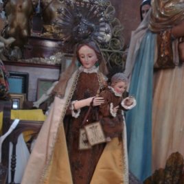 Cap i Pota SXIX Virgen del Carmen con niño talla de madera policromada