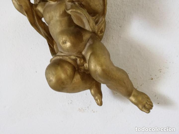 Arte: Querub&iacute;n en estuco, pintado en dorado aprox 32 cms - Foto 6