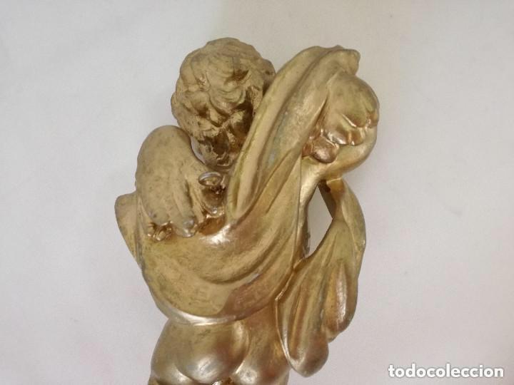 Arte: Querub&iacute;n en estuco, pintado en dorado aprox 32 cms - Foto 7