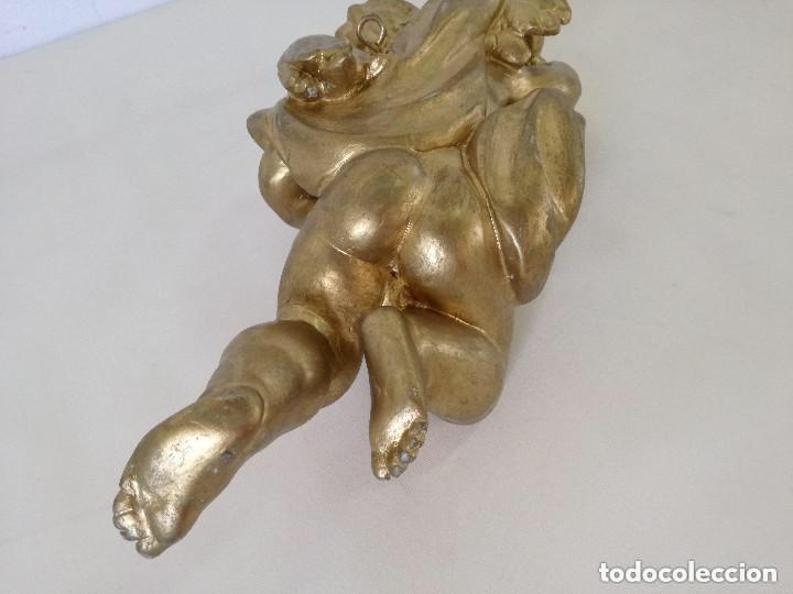 Arte: Querub&iacute;n en estuco, pintado en dorado aprox 32 cms - Foto 8