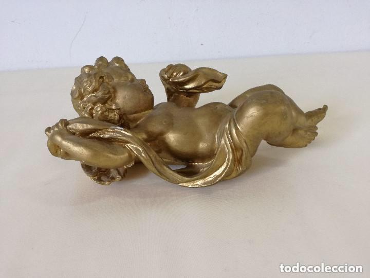 Arte: Querub&iacute;n en estuco, pintado en dorado aprox 32 cms - Foto 9