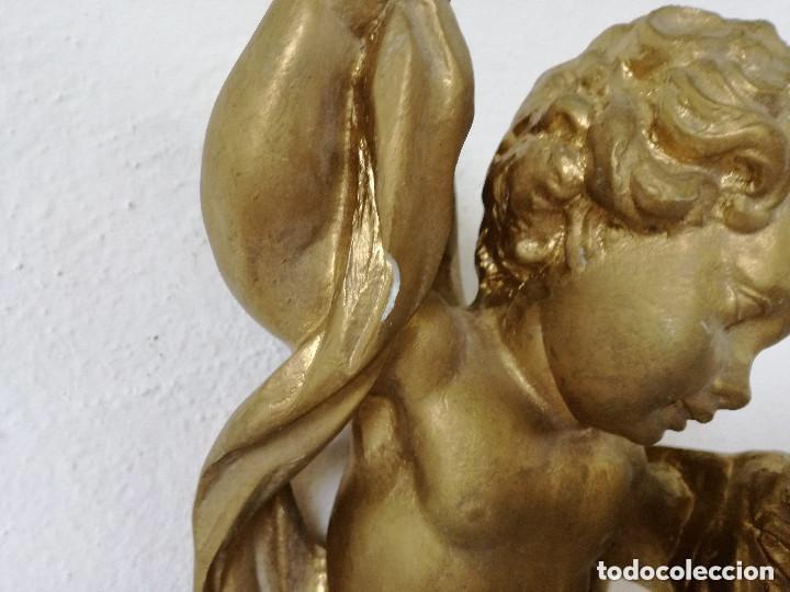 Arte: Querub&iacute;n en estuco, pintado en dorado aprox 32 cms - Foto 10