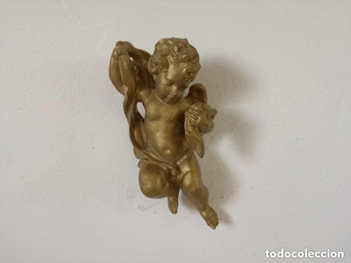 Arte: Querub&iacute;n en estuco, pintado en dorado aprox 32 cms - Foto 11