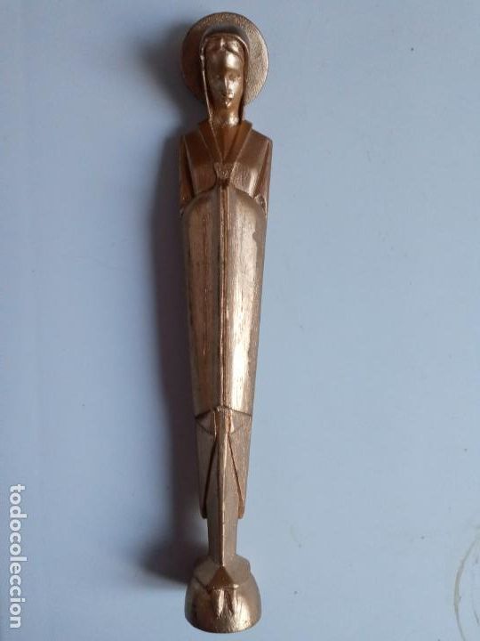 Arte: Virgen tallada en madera color oro - Foto 1
