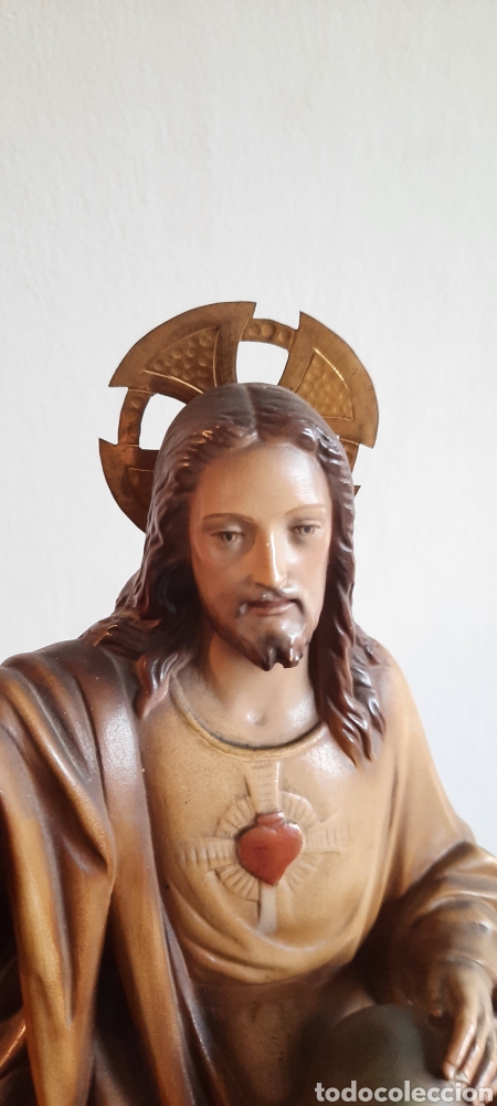 Arte: SAGRADO CORAZ&Oacute;N DE ESTUCO POLICROMADO - Foto 4