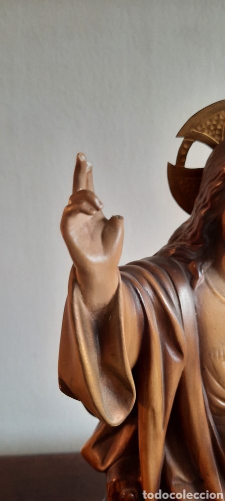 Arte: SAGRADO CORAZ&Oacute;N DE ESTUCO POLICROMADO - Foto 5