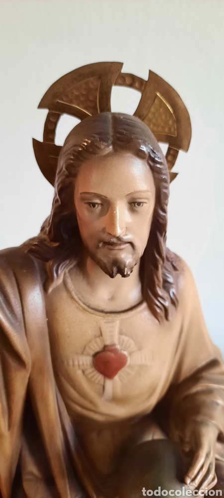 Arte: SAGRADO CORAZ&Oacute;N DE ESTUCO POLICROMADO - Foto 6