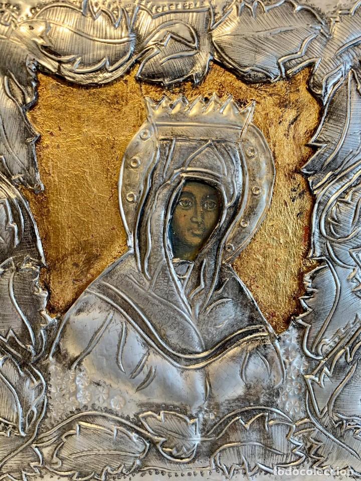 Arte: ANTIGUO ICONO VIRGEN EN PLATA DE LEY REF LB - Foto 2