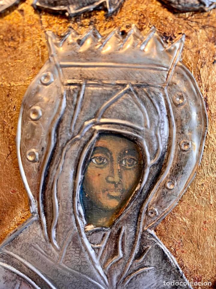 Arte: ANTIGUO ICONO VIRGEN EN PLATA DE LEY REF LB - Foto 4