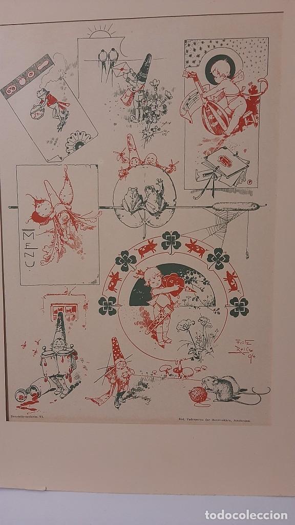 Arte: HOJA HUMORISTICA - ANTIGUA CROMO LITOGRAFIA IMPRESA EN AMSTERDAM 1896 MOTIOVO DECORATIVO