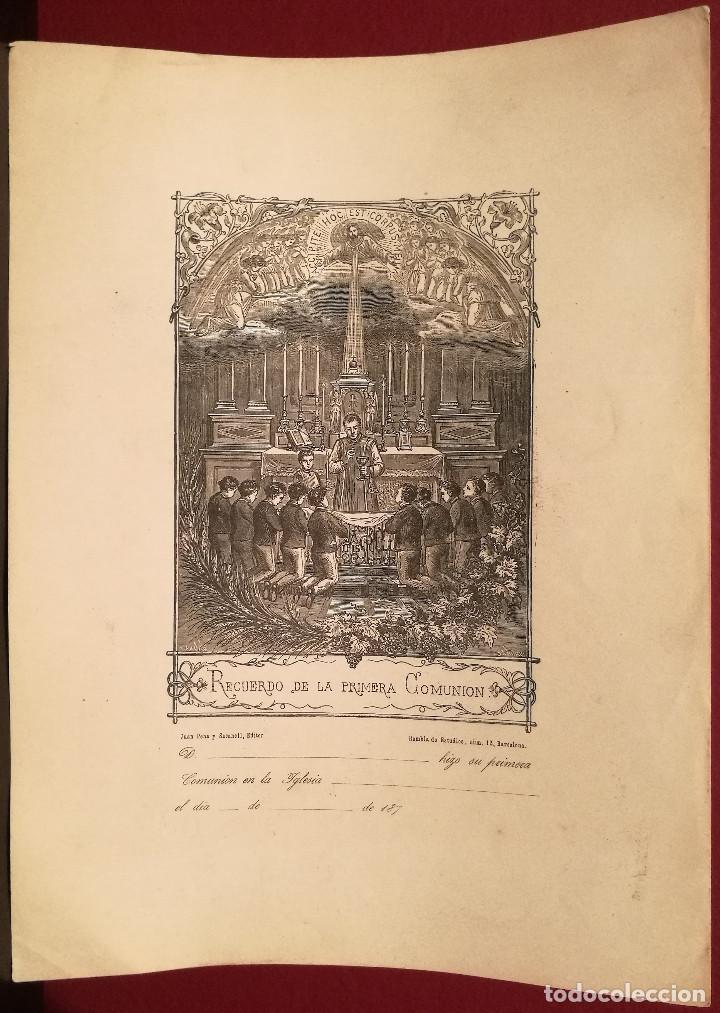 Arte: RECUERDO DE LA 1&ordf; COMUNI&Oacute;N. CIRCA 1875. - Foto 1