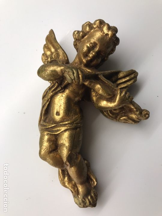 Arte: Querubin angelito en madera policromada - Foto 1