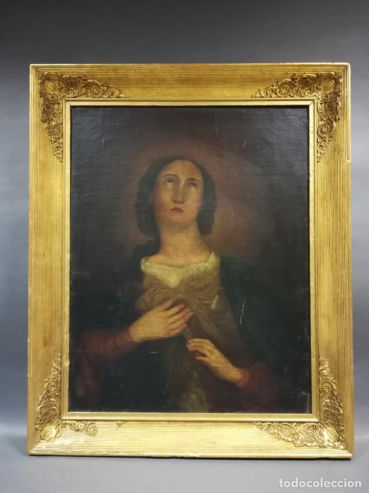 Arte: OLEO VIRGEN EN EXTASIS SIGLO XIX - Foto 1