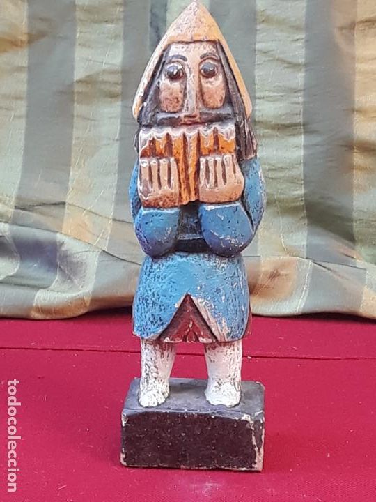 Arte: TALLA EN MADERA DE MUSICO MEDIEVAL. - Foto 7