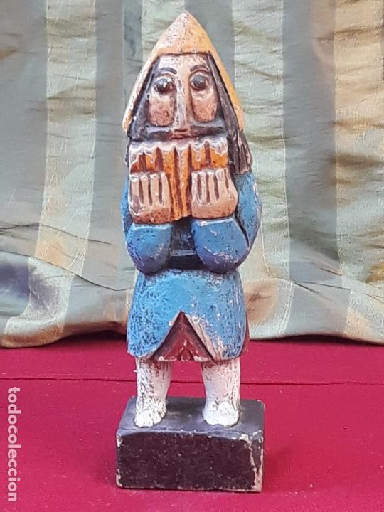 Arte: TALLA EN MADERA DE MUSICO MEDIEVAL. - Foto 1
