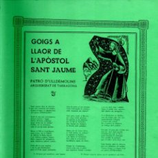 Arte: GOIGS A LLAOR DE L' AÒSTOL SANT JAUME - ULLDEMOLINS. Lote 233958650