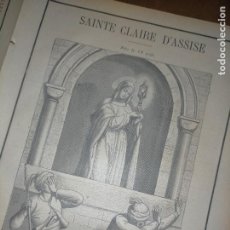 Arte: GRABADO RELIGIOSO 1890 - 1900 - VIDA DEL SANTO DIA SANTORAL - SAINTE SANTA CLAIRE CLARA ASIS DASSISE