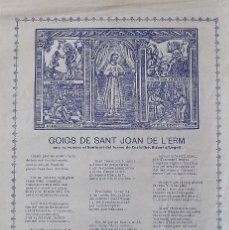 Arte: GOIGS. GOZOS. SANT JOAN DE L'ERM. CASTELLBÓ. SEU D'URGELL. IMPRENTA URGELIA. 1968. 31X21,5 CM.. Lote 248585885