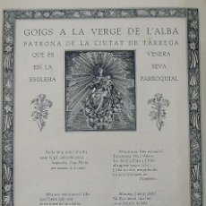 Arte: GOIGS. GOZOS. VERGE DE L'ALBA. TÀRREGA. F. CAMPS CALMET. 1957. 32X22 CM.. Lote 249045900