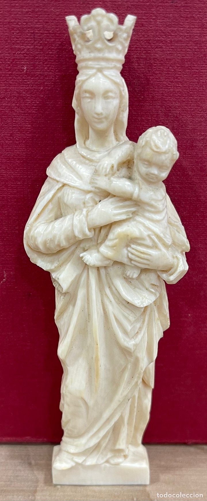 ANTIGUA TALLA DE HUESO, DE LA VIRGEN MARIA, Y EL NIÑO JESÚS. (Arte - Arte Religioso - Escultura)